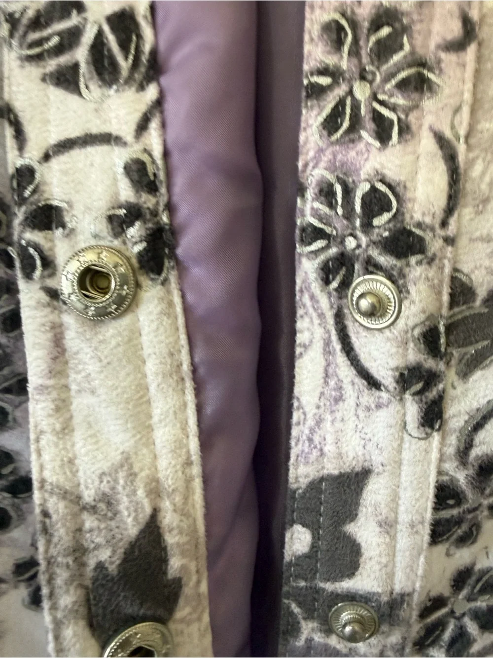 Alfred Dunner 6P Jacket Floral Paisley Lined Button Front Lavender Gray Petite